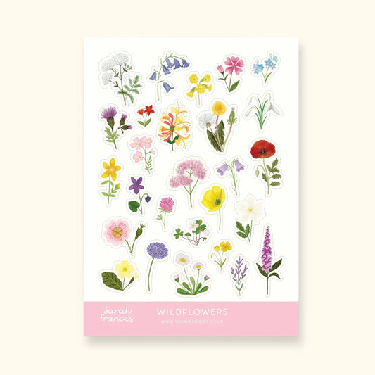 Wildflower sticker sheet – illustrated British wildflower stickers – Sarah Frances