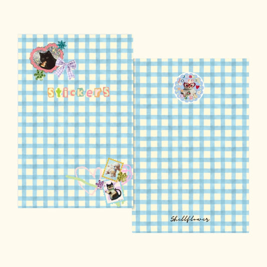 A5 gingham sticker keeper book