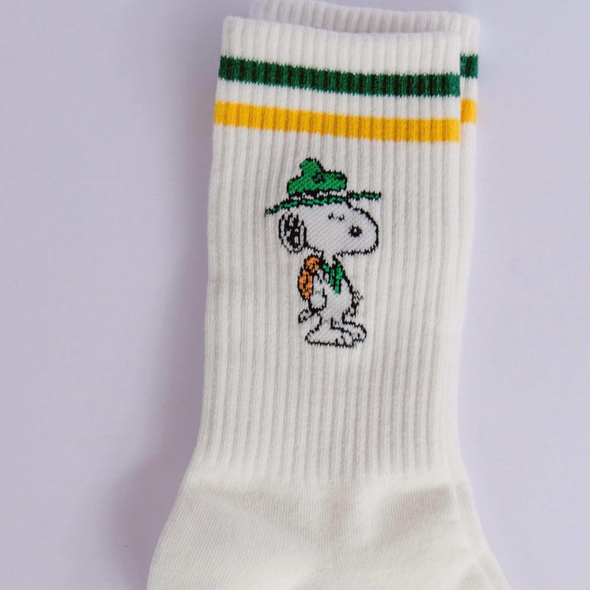 Snoopy Socks – Peanuts Novelty Crew Socks (Green Stripe) - Socks - Subject to Change