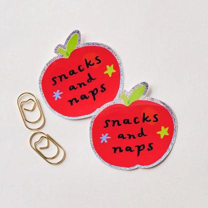 Snacks and Naps Holographic Vinyl Sticker