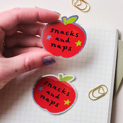 Snacks and Naps Holographic Vinyl Sticker