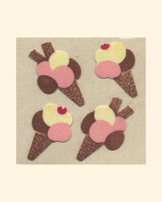 Fuzzy ice cream sticker sheet