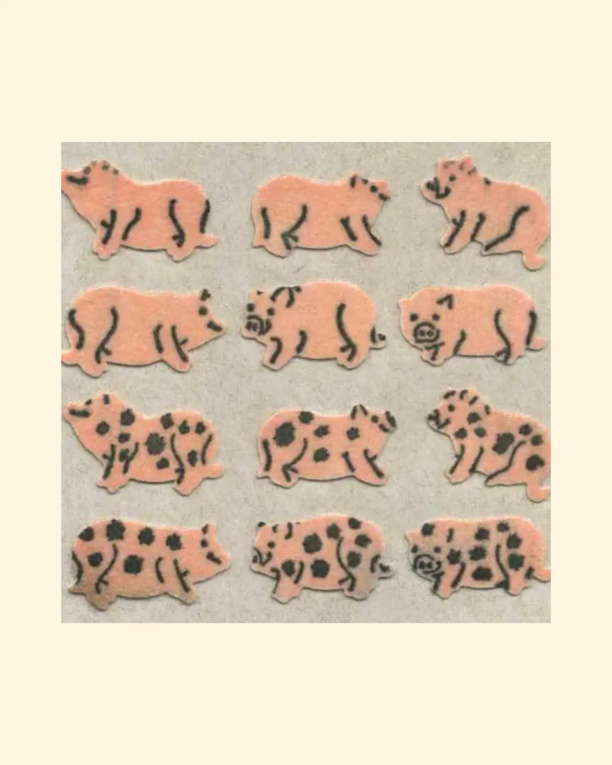Fuzzy micro pig sticker sheet