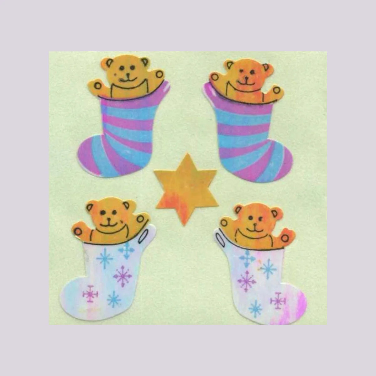 Stickermagic Pearlie Bear In Stocking Mini Sticker Sheet