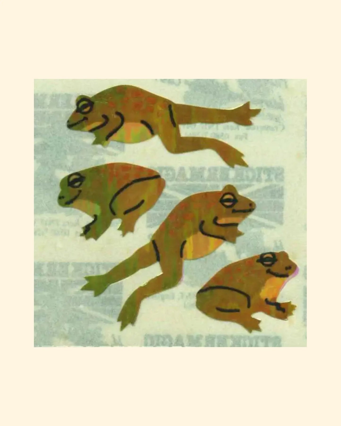 Shiny jumping frog sticker sheet
