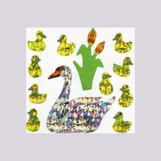 Stickermagic Prismatic Swans And Cygnets Mini Sticker Sheet