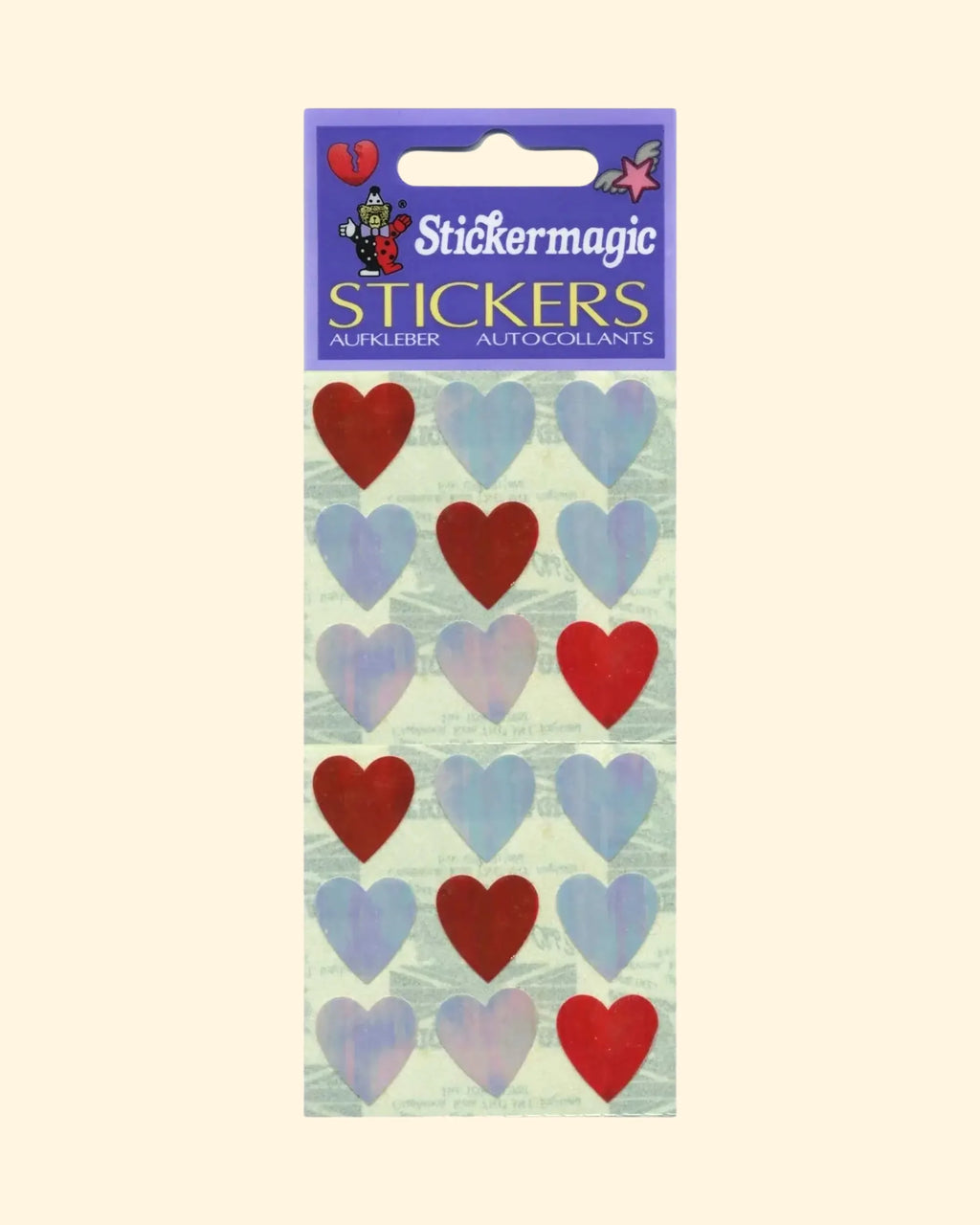 Pack of Stickermagic heart-shaped stickers on a light  background