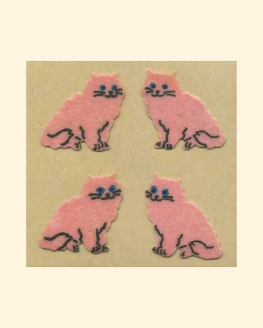 Fuzzy pink cat sticker sheet
