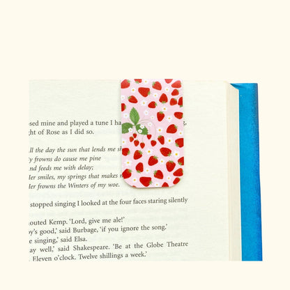 Strawberries magnetic bookmark – illustrated bookmark – Subject to Change