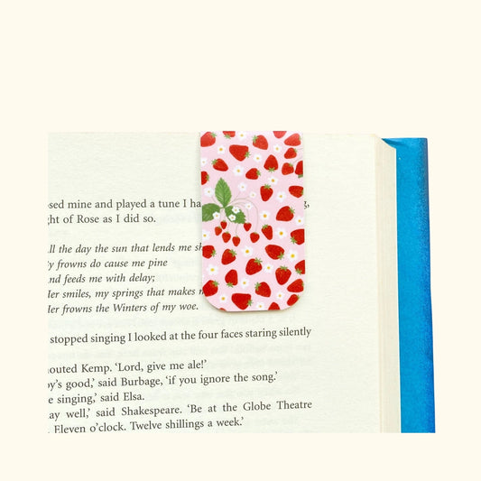 Strawberries magnetic bookmark – illustrated bookmark – Subject to Change