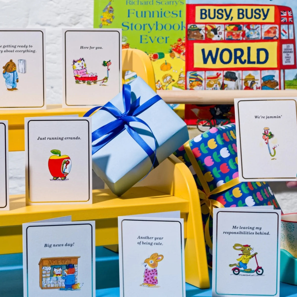 Being Cute Gold Foil Richard Scarry Mini Card
