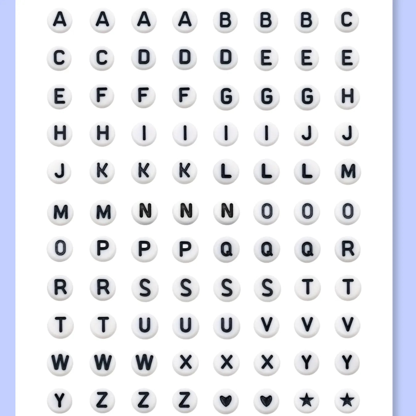 A5 Alphabet Bead Journal Sticker Sheet