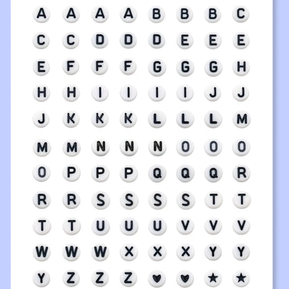 A5 Alphabet Bead Journal Sticker Sheet