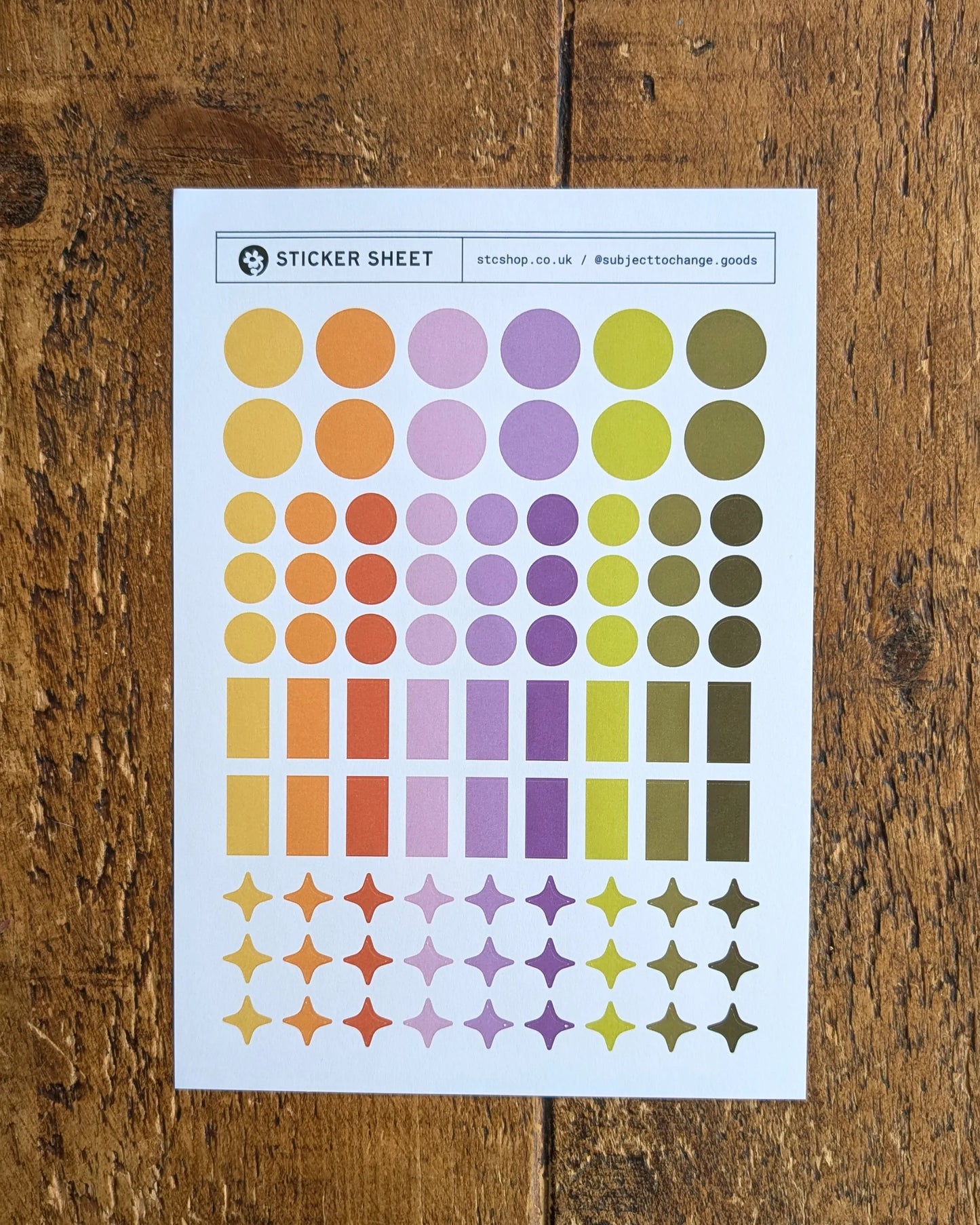 A5 Colour Dot Journal Sticker Sheet