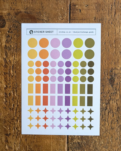 A5 Colour Dot Journal Sticker Sheet