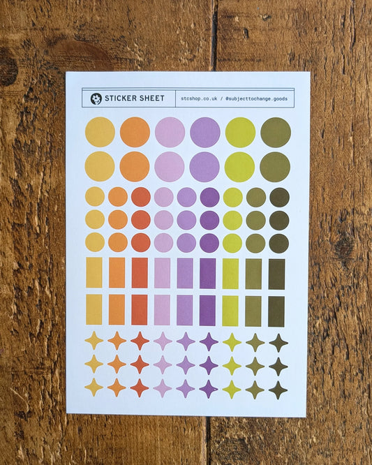 A5 Colour Dot Journal Sticker Sheet