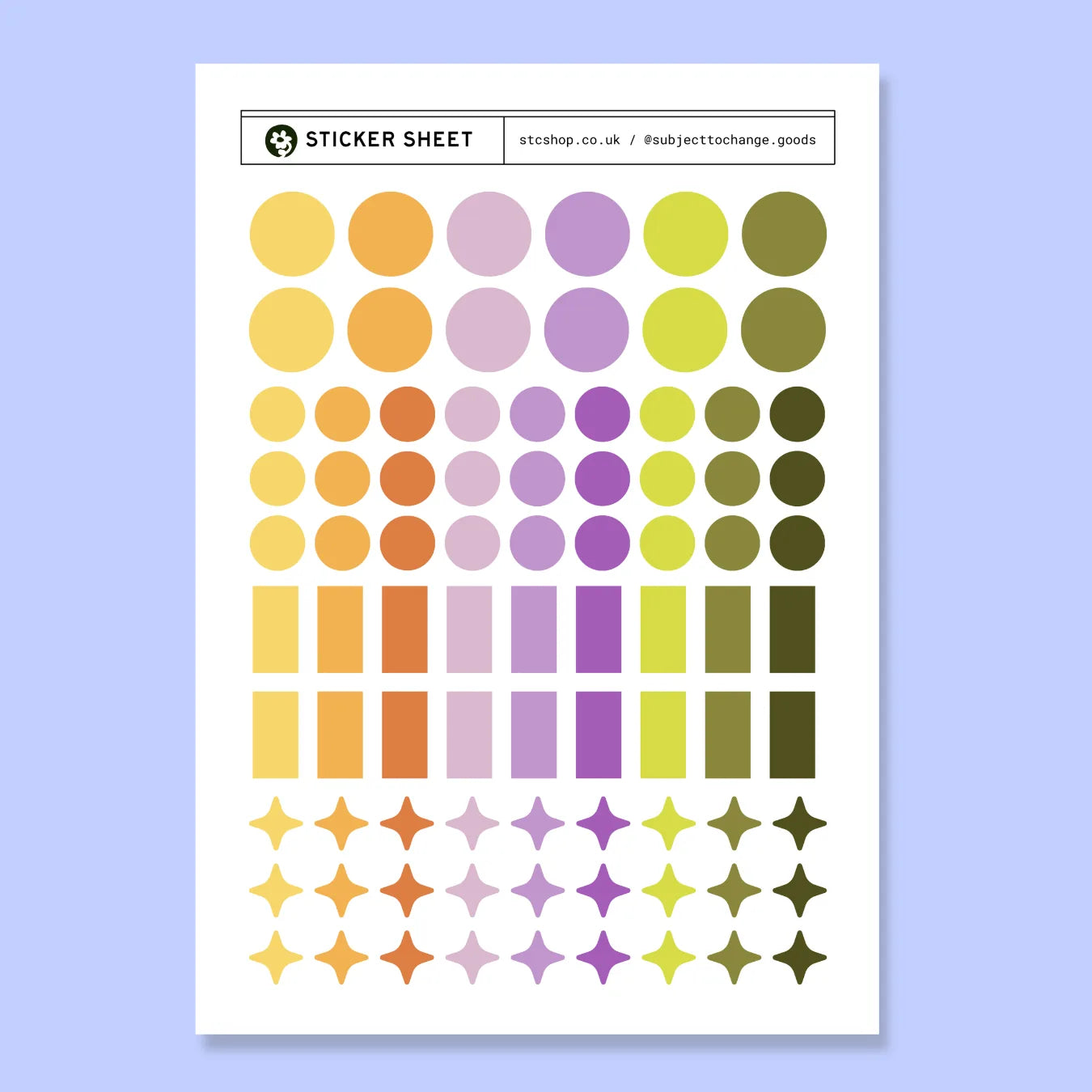 A5 Colour Dot Journal Sticker Sheet