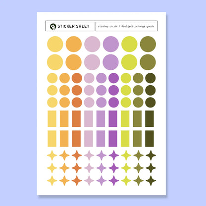 A5 Colour Dot Journal Sticker Sheet