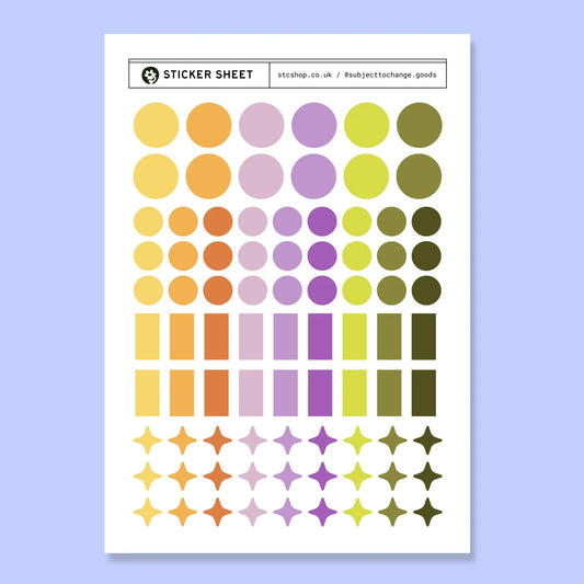 A5 Colour Dot Journal Sticker Sheet