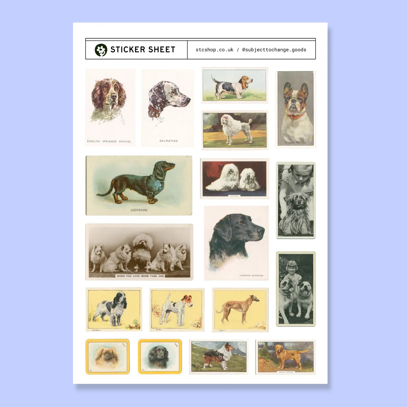 A5 Vintage Dogs Sticker Sheet