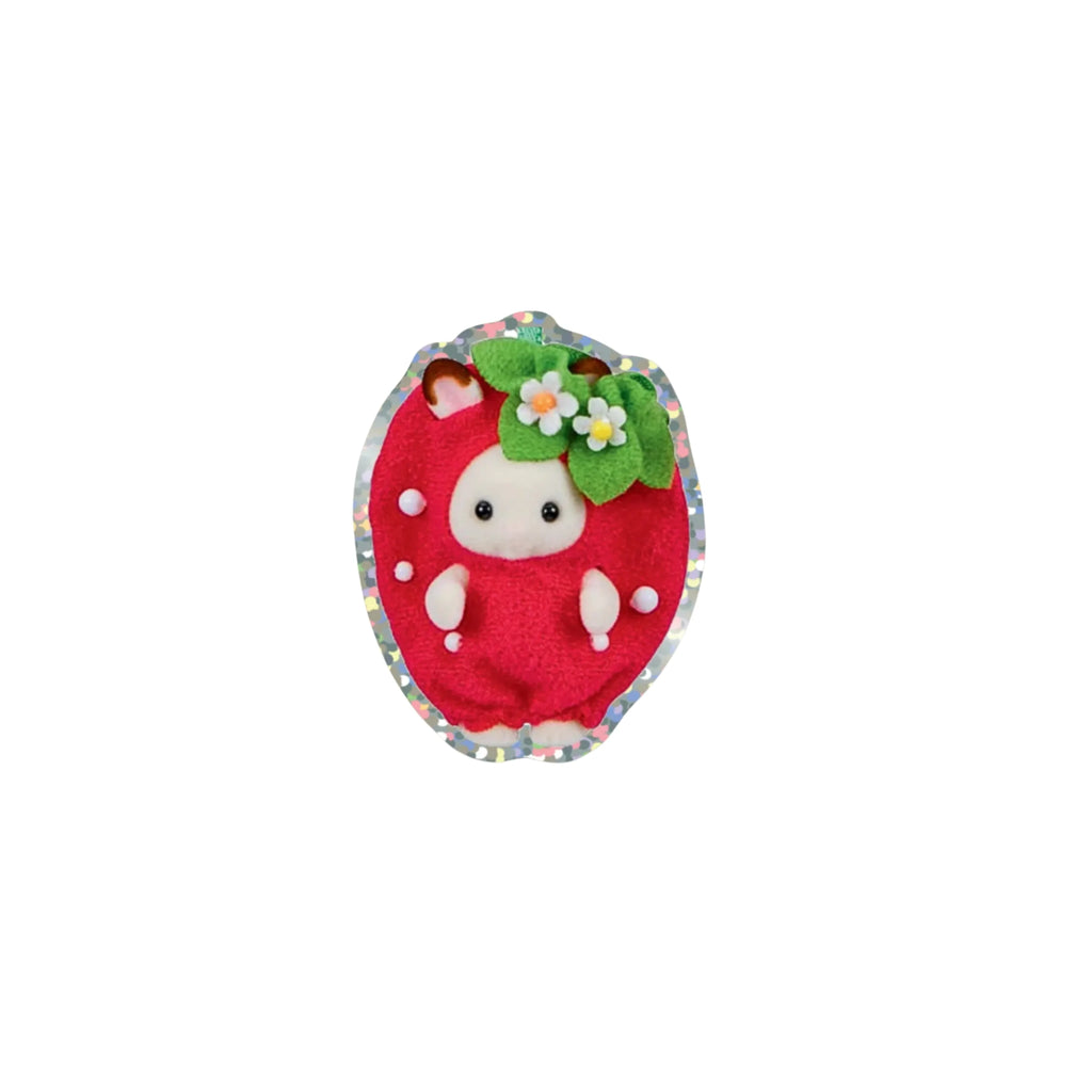 Strawberry Rabbit Glitter Vinyl Sticker 