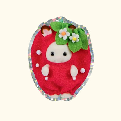 Strawberry rabbit glitter vinyl sticker
