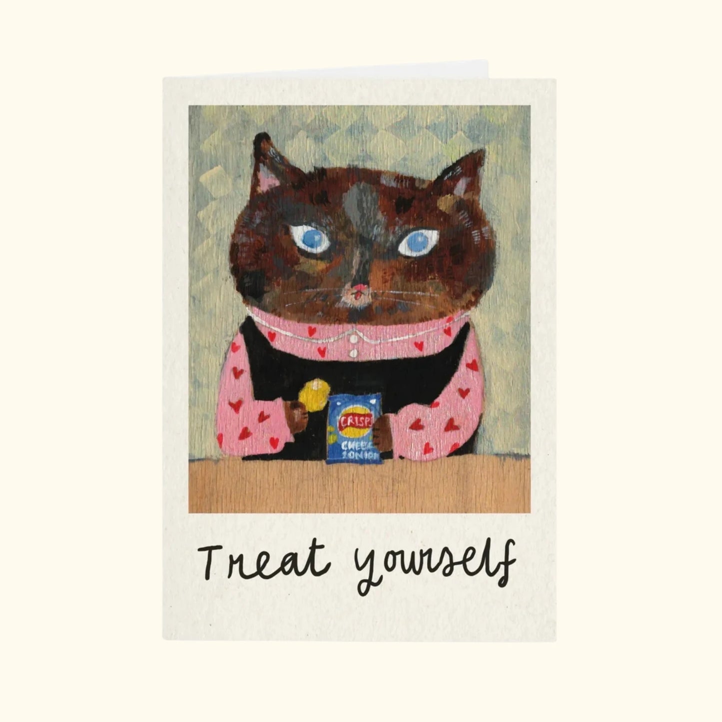 Cute cat birthday card, 'Treat Yourself', by Studio Boketto