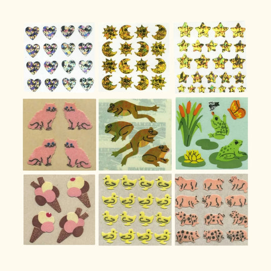 Old school stickers – retro sticker sheet, various designs