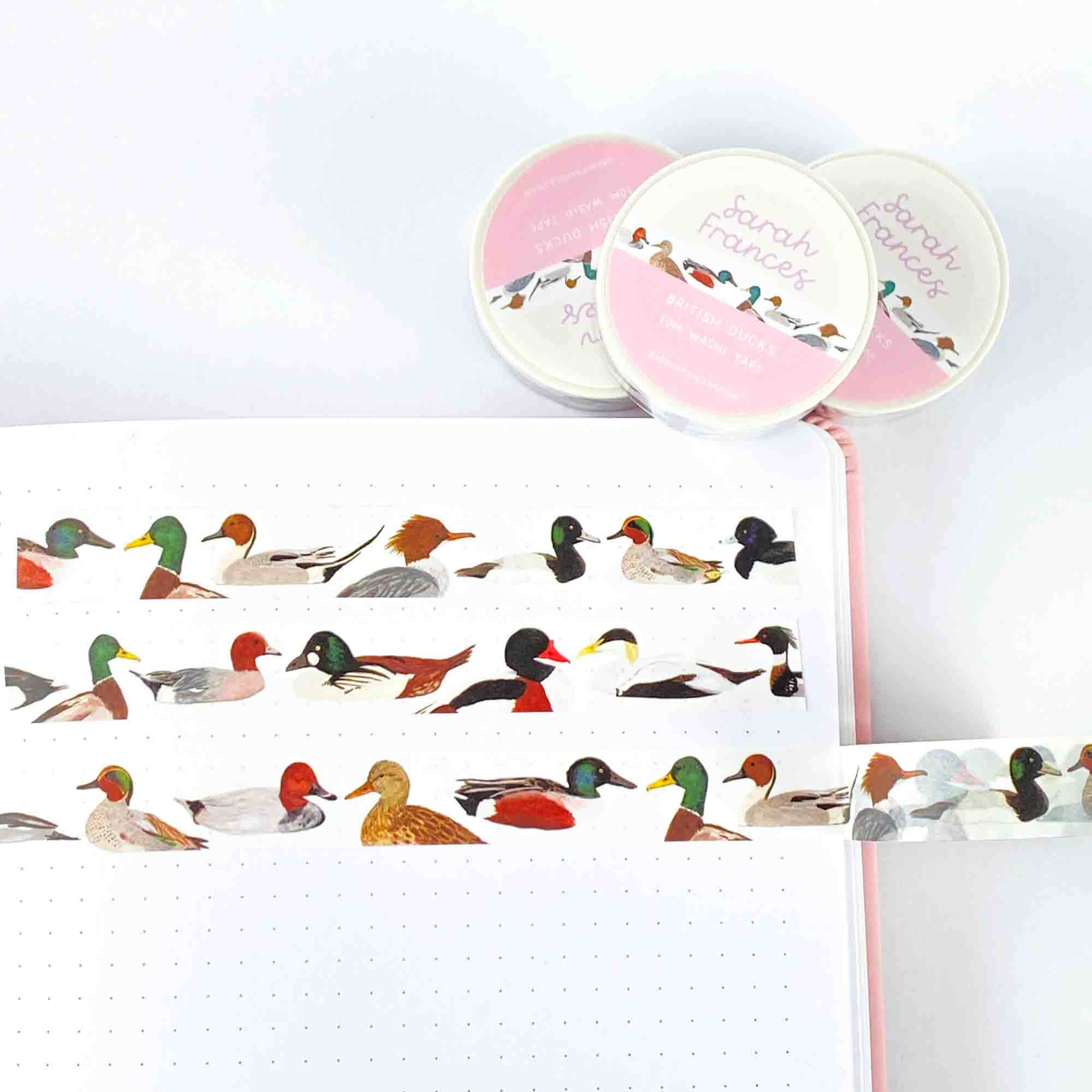 notebook with british ducks washi tape