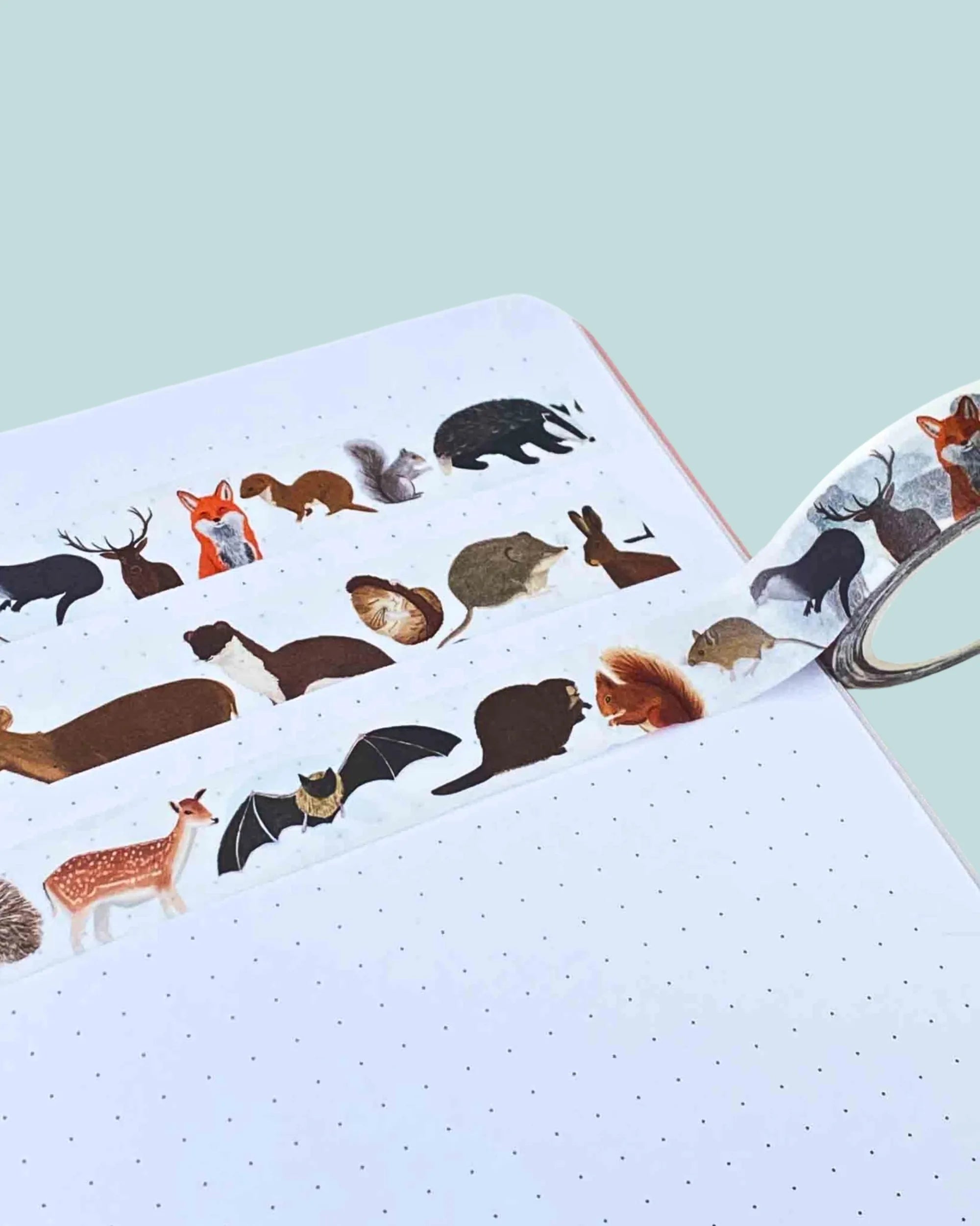 woodland animals on washi tape used in journal